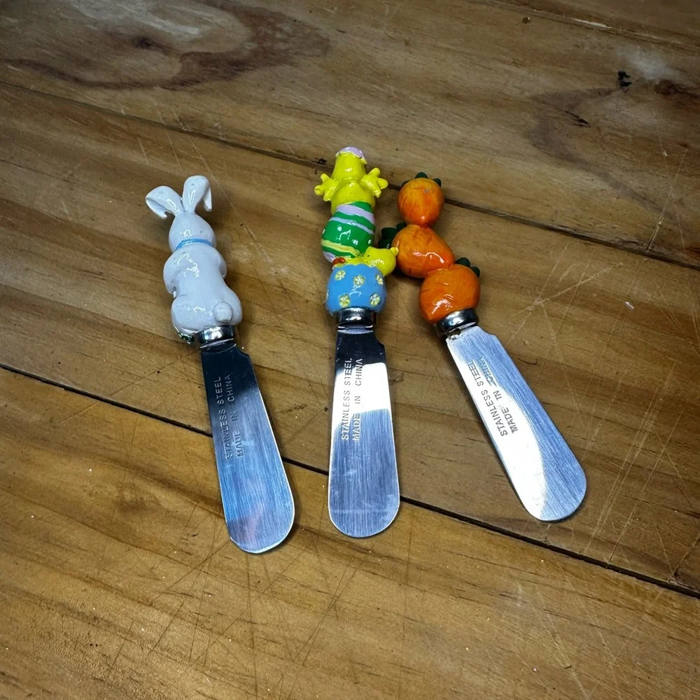 Easter Décor Chicks & Bunnies 3 Stainless steel Knife Spreaders